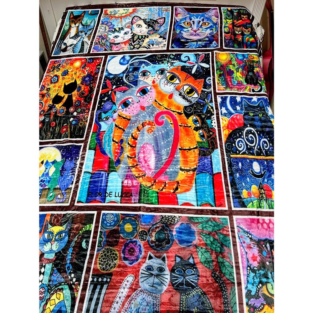Cat Themed Cozy Blanket  / Size ( 60” x 85” )
Laurel Birch Inspired Design